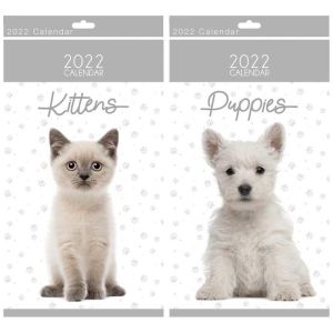 2022 Super Slim Month To View Year Calendar Kittens and Puppies X 1