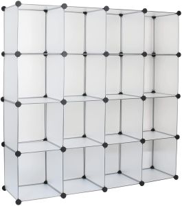 16 Cube Stackable Interlocking PP Storage Space Saver Heavy Duty Rack