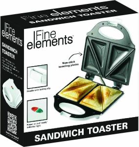 Fine Elements 2 Portion Slice Sandwich Toastie maker Toaster Non-Stick -White UK