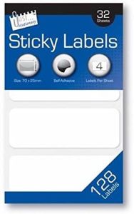 128 x WHITE 70x25mm SELF ADHESIVE LABELS Rectangle Sticky Address Labelling Tabs