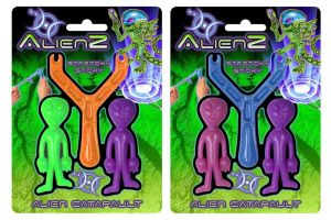 2 Alienz Stretchy Sticky Alien Catapult Slingshot [10 Pack]