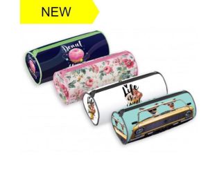 Fashion Cylinder Pencil Case Make up Storage Assorted Design - 1 X Random