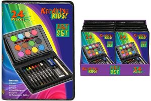 24 Piece Art Set In Display Box Set Crayons Eraser Sharper Pencil Colour Set