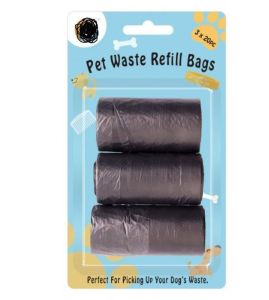3 x 20 pc Pet Waste Scoop Poop Dispenser Refill Bag Roll
