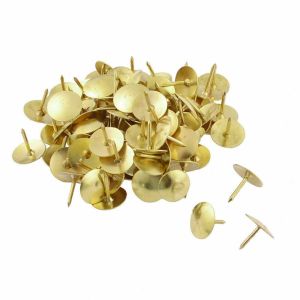 100 Brass Drawing Pins - Strong Safety Head Push Cork Board Thumb Tacks Boxed