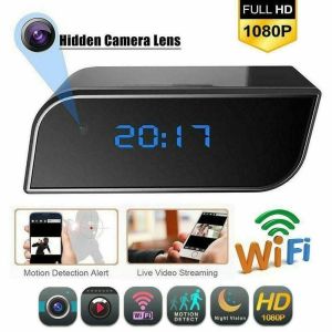 HD 1080P Wireless Wifi IP Spy Hidden Camera Motion Security Alarm Clock IR Cam 