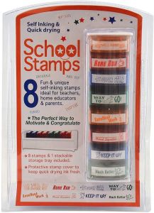 8PK Business Office School Teacher Stamps Self Inking Drying Ink Stationary