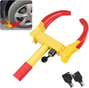 Wheel Clamp Lock Heavy Duty Car Wheel Lock Clamps, Caravan Lock Car Clamp with 2 Keys