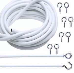 10ft curtain wire 3Meter white Curtain Wire Hanging Cord Cable Kit with 6 Pack Self-adhesive Hooks