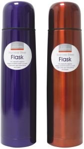 Stainless Steel Hot & Cold Vacuum Thermos Flask Tea Coffee 1L Red & Blue