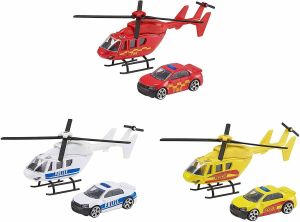 Teamsterz Emergency Response Helicopter & Car Set Toy Police Vehicle Kids Gift