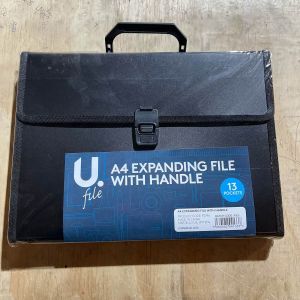 A4 Expanding File With Handle, 13 Pockets BLACK