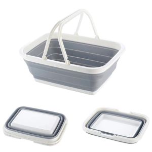 Portable Collapsible Basket Foldable Silicon Dish Tub Kitchen Basin Outdoor Use