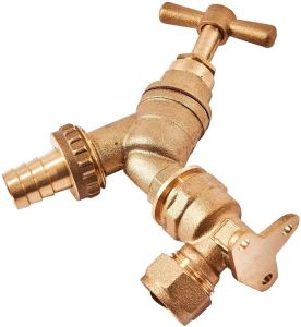 1/2" X 3/4" Outside Garden Brass Tap & Wall Plate Elbow Adaptor Pipe Bib Hose