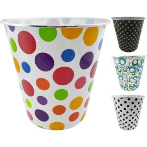 7.7 Litre Plastic Waste Paper Basket Bin Floral Round Trash Can Lightweight Recycling Rubbish Bin