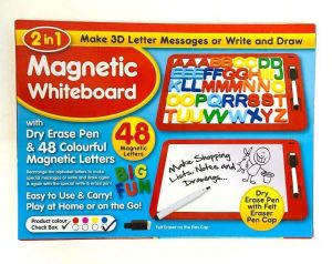 2 In 1 Magnetic Whiteboard With Dry Erase Pen & 48PC Colorful Letters