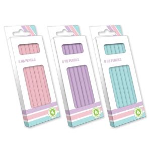 HB Pencils Pastel Colour 8 Pc School Set Stationary Maths In Clear Plastic case