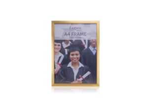 A4 Size Golden Color Frame With Hanging Hole & Desk Stand Bracket For Photo, Certificate