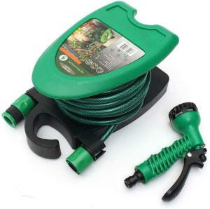 Wall-Fixed 10 Metre Garden Hose Pipe Reel Patio Set 7 Setting Function