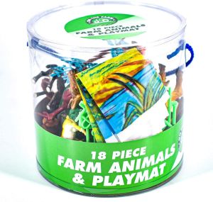 18 Piece Farm Animal Play Set in Tub Farming Playset with Toy Farm Animals Play