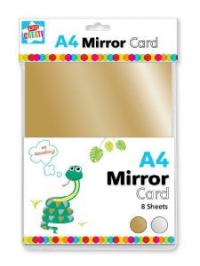 8 x A4 SHEETS GOLD & SILVER MIRROR CARD METALLIC SHINY THICK BOARD CRAFT PVO