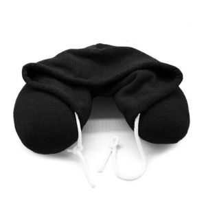 Soft Hooded Neck Travel Pillow U Shape Airplane Neck Support Cushion