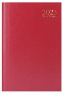 2023 A4 Week to View Classic Appointment Hardback Case bound Diaries (Red) 