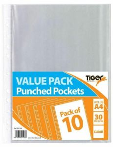 Punched Pockets A4 100 Value Box Wallets Clear Multi Punch Sleeves Filing