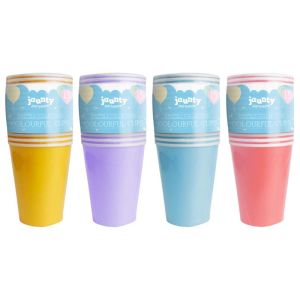 15PK Disposable Paper Cups Party Cups Assorted Colour Colourful Cups 250ml Party Outdoor Camping Fun for DIY Holiday Wedding
