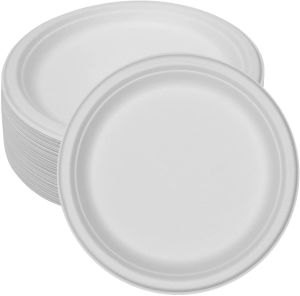 50 Pack 9' Inch 23cm Compostable Biodegradable Bagasse Plates Eco Friendly