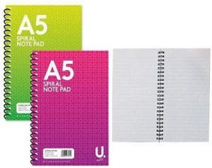 A5 Spiral Note Pad 160 Pages Lined Book Office/School Writing Stationery Pads X 1 Random