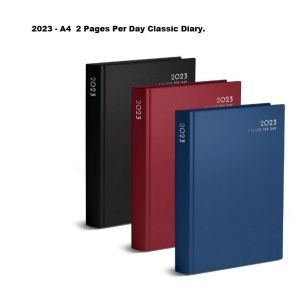 2023 Diary A4 2 Pages Per Day Classic Diary
