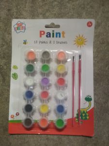 Kids Create 18 Poster Paints 2 Brushes Reusable Pouch Paint By Numbers Pot Craft
