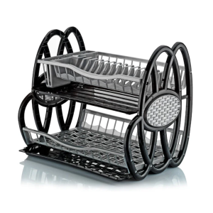 Plastic Dish Rack 2 Tier Double Dish Drainer Rack Large Plate Cutlery Cup Holder Plastic Trays