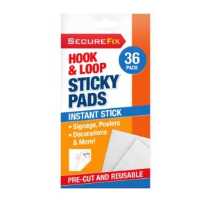Hook and Loop Sticky Pads 36PC | Strong Pre-Cut & Reusable Self Adhesive Pads for Walls, Posters, DIY