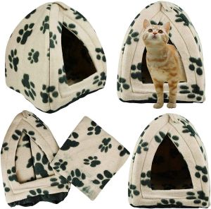 Warm Cave Fleece Padded Winter Igloo Pet Bed House Soft Luxury Basket Washable Suitable For Small Dogs Puppies Pets Puppy Or Cats Kittens (Brown)