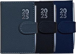 2025 Page a Day A7 Diary Soft Leather Feel Pocket Size Journal Diary With Pen