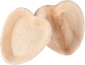 Disposable Heart Shape Palm Leaf Wooden Plate 7 "for Parties and Events