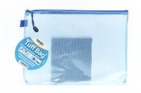 A4 Assorted Pastel Tuff Bag Filing Wallet Holders Clear Zipper Cases-Blue