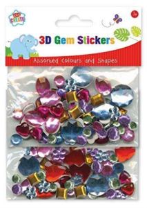 Kids Create 3D Gem Stickers Assorted Colours and Shapes Art Craft Home School