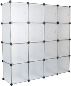16 Cube Stackable Interlocking Storage Space Saver Wardrobe With Door