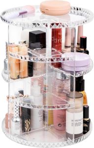 360 Degree Rotating Makeup Organizer for Vanity Rotation Cosmetic Organizer Box Display Case