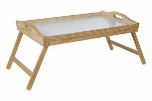 Large Bamboo Wooden Serving Bed Breakfast Lap Food Dinner Table Tray Folding Leg