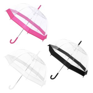 Large Clear See Through Dome Umbrella Transparent Ladies Walking Rain Brolly