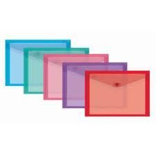 A5 Carry Folders 4 Bright Colours Plastic Document Stud Wallet Popper
