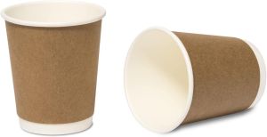 Brown Double Wall Disposable Kraft Paper Cups for Hot or Cold Drinks(100, 12oz)