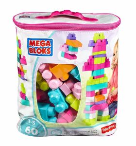 Mega Bloks 60 Pieces Classic Builders Big Building in Pink and Blue Bag
