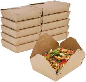 51oz No.2 Takeaway Food Snack Boxes Leak Proof Kraft Deli Food Containers Boxes For Takeout Meal Prep BBQ