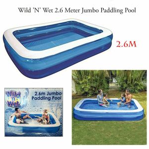 Wild N Wet 2.6M Jumbo Paddling Pool Outdoor Garden Inflatable Fun Swimming Spa