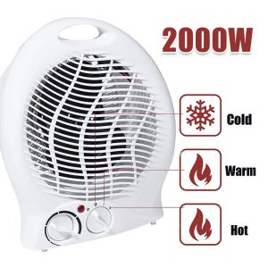 2 in 1 Electric Fan Heater 2KW 2000W Small Portable Hot Warm Cool Air Upright UK